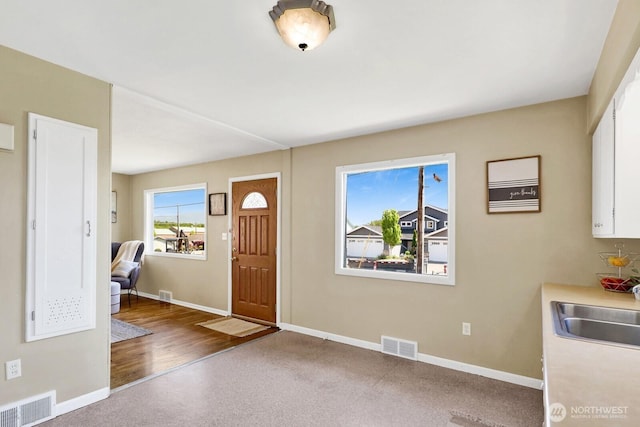entrance foyer with visible vents and baseboards
