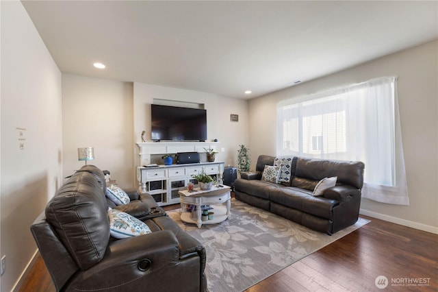 14464 99th Way SE, Yelm, WA 98597 - living room with wood-type flooring, baseboards, and recessed lighting