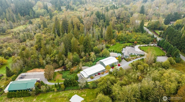 6130 Maltby Rd, Woodinville, WA 98072 - aerial view of property and surrounding area with a heavily wooded area