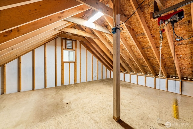 view of unfinished attic