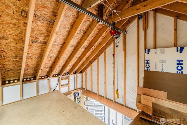 view of unfinished attic