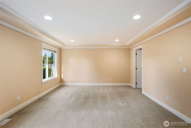 13106 SE 261st Pl, Kent, WA 98030 - unfurnished room with ornamental molding, light carpet, and recessed lighting