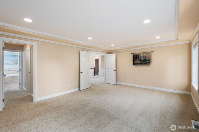 13106 SE 261st Pl, Kent, WA 98030 - unfurnished bedroom with light carpet, recessed lighting, and ornamental molding