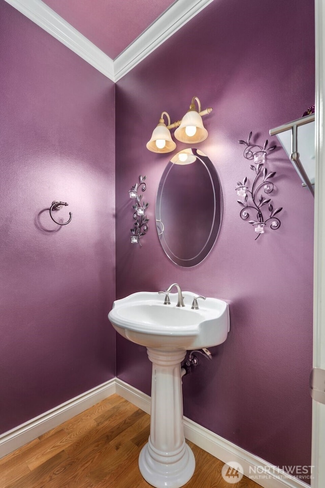 13106 SE 261st Pl, Kent, WA 98030 - bathroom featuring wood finished floors and ornamental molding
