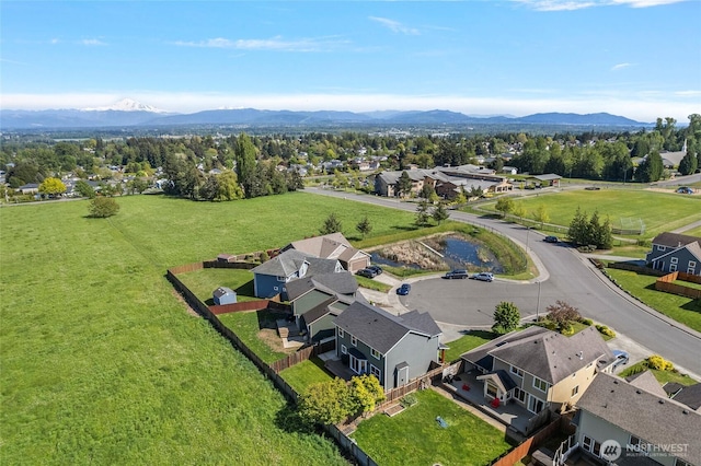 aerial view of residential area with mountains