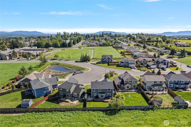 aerial perspective of suburban area with a mountainous background