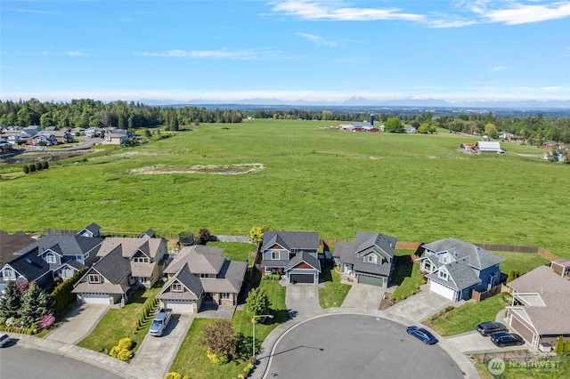 aerial perspective of suburban area featuring a mountain backdrop