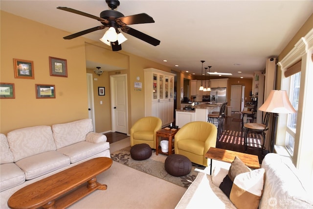 327 Buttercup Ln SW, Mattawa, WA 99349 - living area with a ceiling fan, recessed lighting, and wood finished floors