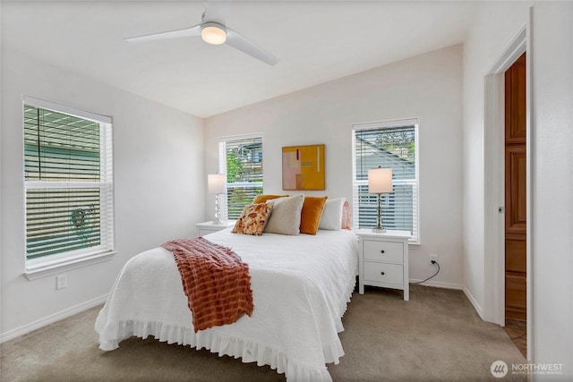 4805 Cushman Rd NE Unit 61, Olympia, WA 98506 - bedroom featuring carpet flooring, multiple windows, baseboards, and a ceiling fan