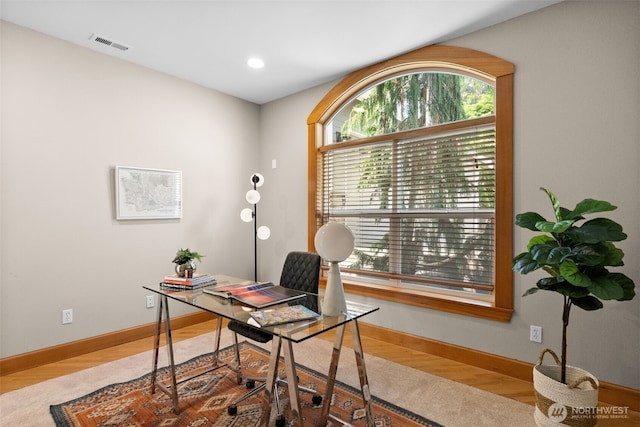 257 3rd Ave, Fox Island, WA 98333 - office with wood finished floors, baseboards, and recessed lighting