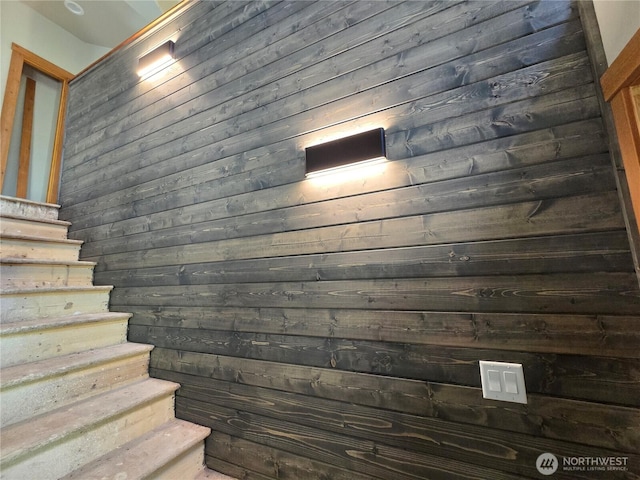 244 Skate Creek Rd N, Ashford, WA 98328 - stairs with wooden walls