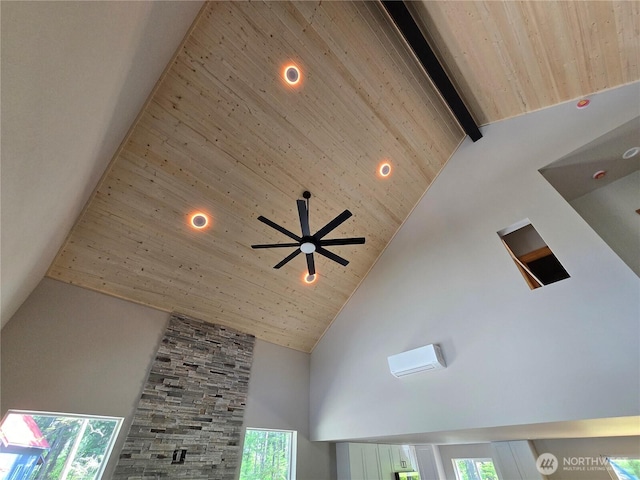 244 Skate Creek Rd N, Ashford, WA 98328 - detailed view of wood ceiling, recessed lighting, and ceiling fan