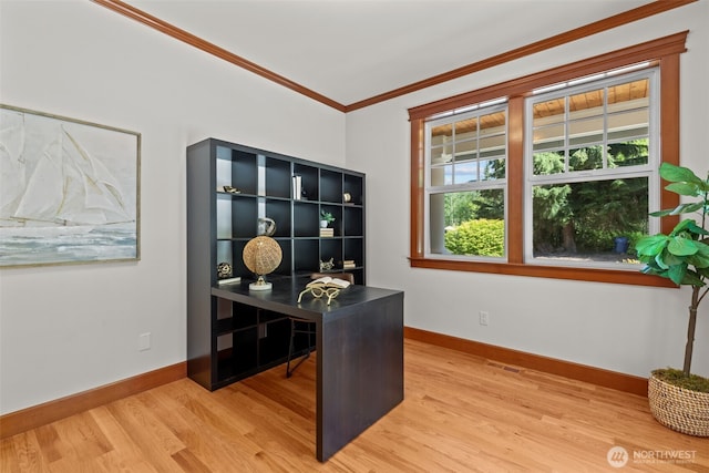 13514 95th Ave NE, Arlington, WA 98223 - office space featuring plenty of natural light, baseboards, wood finished floors, and ornamental molding