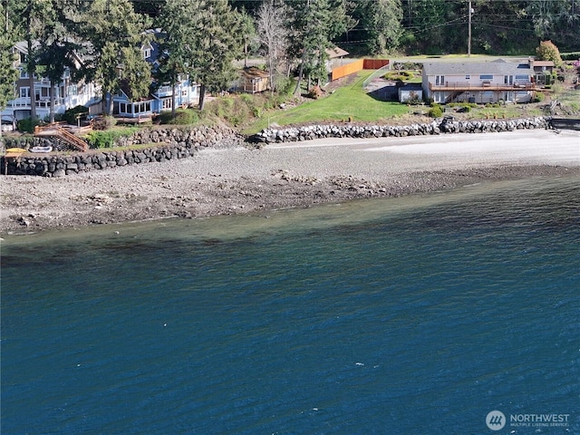 aerial view of a nearby body of water