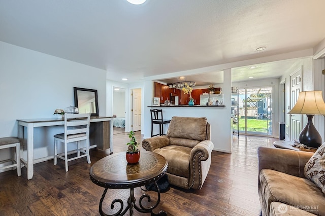 4503 Yew Ln SW, Lakewood, WA 98499 - living room with a chandelier, wood finished floors, and recessed lighting