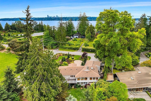 3204 Evergreen Point Rd, Medina, WA 98039 - drone / aerial view of a nearby body of water and a tree filled landscape