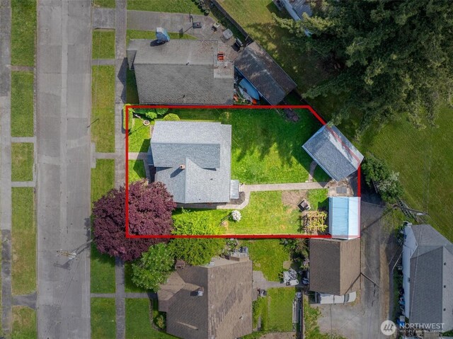 166 SW Lewis St, Chehalis, WA 98532 - aerial overview of property's location with property boundaries highlighted