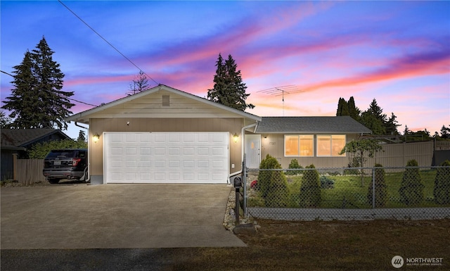 17001 17th Avenue Ct E, Spanaway, WA 98387 - ranch-style home with concrete driveway, fence, and a garage