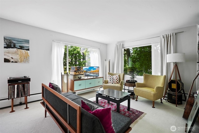 1200 Boylston Ave Unit 301, Seattle, WA 98101 - carpeted living room with a baseboard heating unit