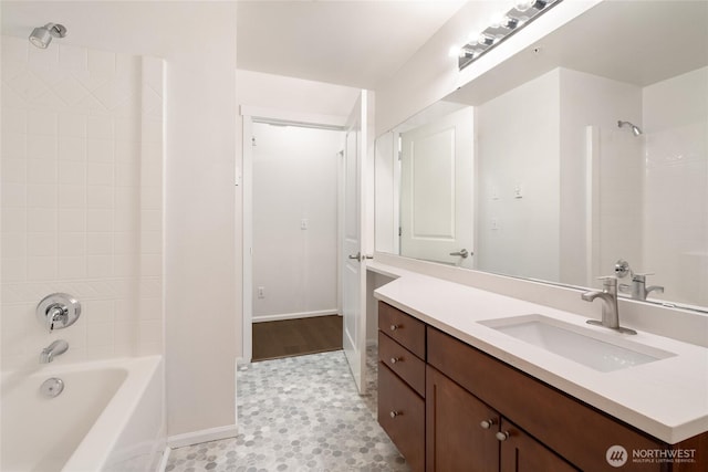 21450 40th Pl S Unit A, Seatac, WA 98198 - full bath featuring baseboards, vanity, and tub / shower combination