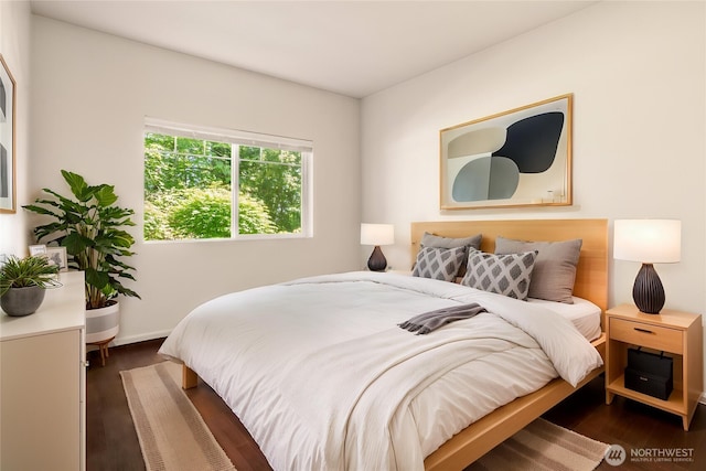 21450 40th Pl S Unit A, Seatac, WA 98198 - bedroom featuring dark wood finished floors and baseboards