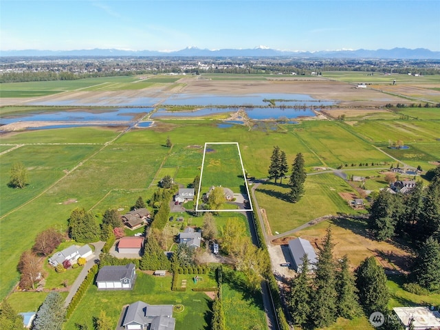 746 Van Dyk Rd, Lynden, WA 98264 - overview of rural landscape with a water and mountain view and property boundaries highlighted