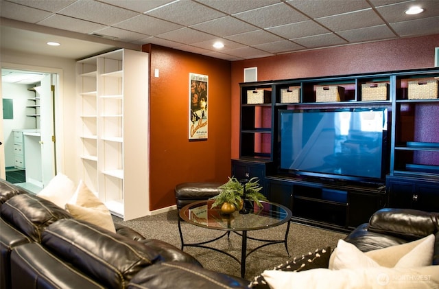 746 Van Dyk Rd, Lynden, WA 98264 - home theater with recessed lighting, carpet floors, baseboards, and built in shelves