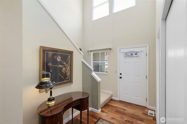 9619 Windswept Ln NW, Silverdale, WA 98383 - foyer with a towering ceiling, wood finished floors, and stairway