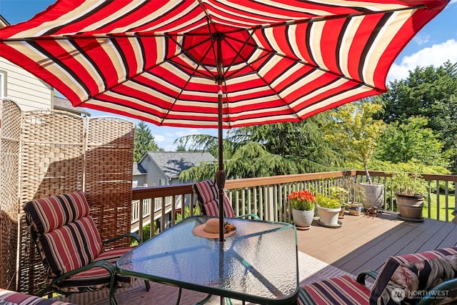 9619 Windswept Ln NW, Silverdale, WA 98383 - wooden terrace featuring outdoor dining area