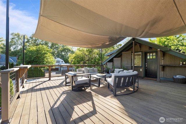 deck featuring an outdoor living space