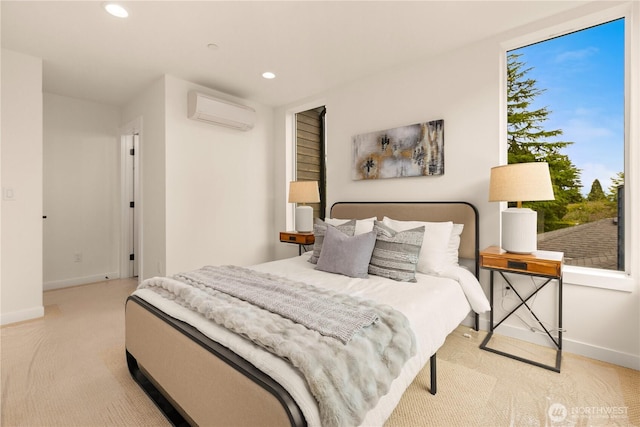 1911C N 120th St, Seattle, WA 98133 - bedroom featuring an AC wall unit, carpet flooring, baseboards, and recessed lighting