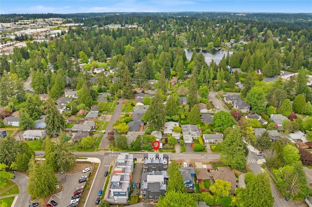 1911C N 120th St, Seattle, WA 98133 - aerial view of property's location with nearby suburban area, a large body of water, and a heavily wooded area