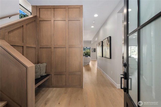 3018 22nd Ave W, Seattle, WA 98199 - foyer entrance with light wood-style floors, healthy amount of natural light, baseboards, and recessed lighting