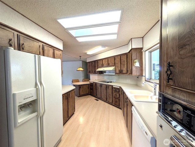 201 Union Ave SE Unit 234, Renton, WA 98059 - kitchen with white appliances, a sink, under cabinet range hood, light wood-type flooring, and light countertops