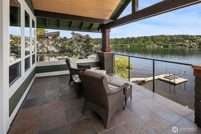 1624 Mallard Ln, Bellevue, WA 98008 - view of patio / terrace with a water view, a balcony, and a view of trees