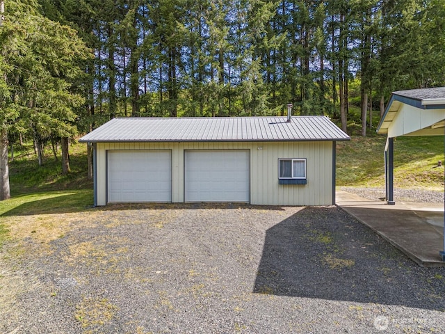 view of detached garage
