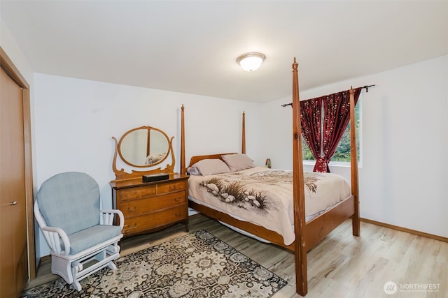 760 Lewis Rd W, Seabeck, WA 98380 - bedroom with light wood-style floors, a closet, and baseboards