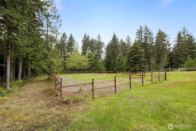 760 Lewis Rd W, Seabeck, WA 98380 - view of yard with fence, a forest view, and a view of countryside