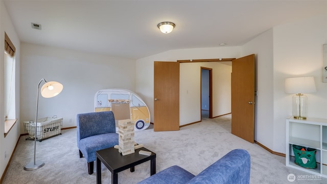 28843 213th Ct SE, Kent, WA 98042 - sitting room featuring carpet flooring, baseboards, and vaulted ceiling