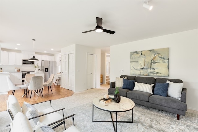 28132 24th Pl S, Federal Way, WA 98003 - living room with ceiling fan, recessed lighting, and baseboards