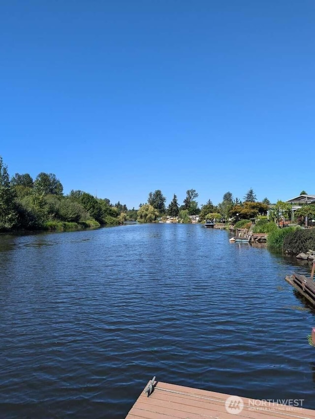 dock area featuring a water view