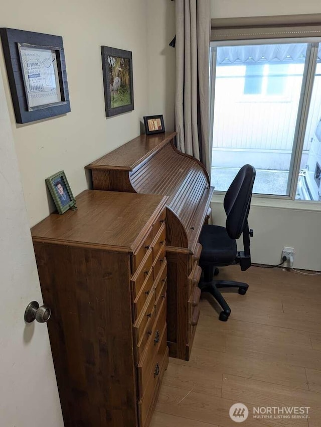 office area featuring light wood-type flooring