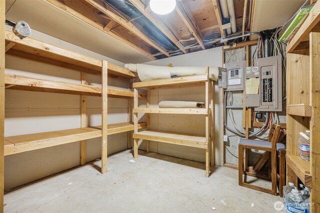 storage room featuring electric panel