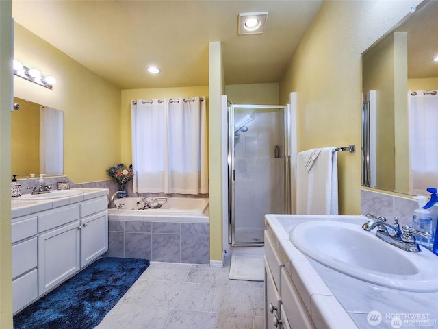 2332 130th Pl SE, Everett, WA 98208 - full bath featuring a stall shower, two vanities, and a garden tub