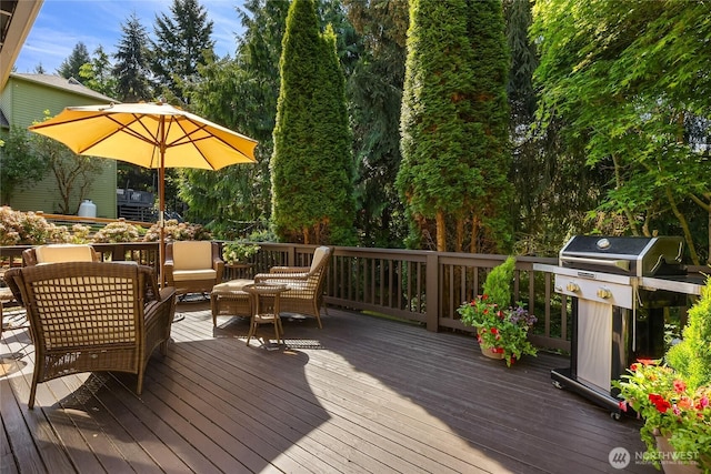 9437 NE Coral Ct, Bainbridge Island, WA 98110 - wooden terrace with area for grilling