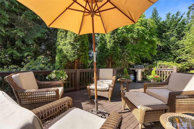 9437 NE Coral Ct, Bainbridge Island, WA 98110 - deck featuring an outdoor hangout area and area for grilling