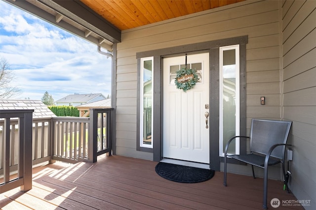 doorway to property featuring a balcony