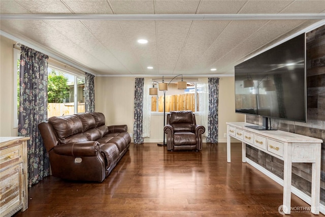 1921 208th St E Unit 9, Spanaway, WA 98387 - living area with recessed lighting, wood finished floors, crown molding, and baseboards