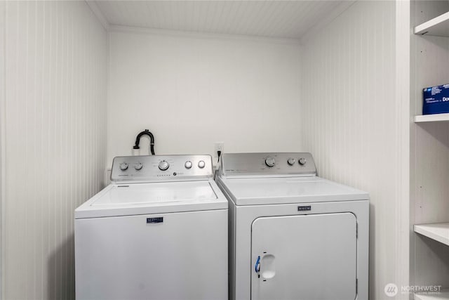 1921 208th St E Unit 9, Spanaway, WA 98387 - washroom featuring separate washer and dryer and crown molding