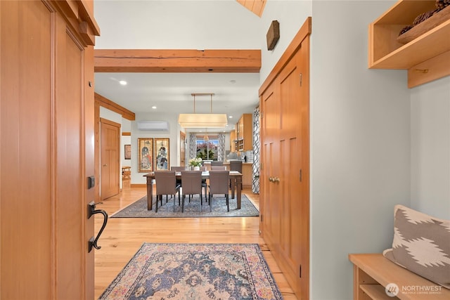 2518 S Park Dr, Bellingham, WA 98225 - foyer entrance featuring light wood finished floors, a wall mounted AC, and recessed lighting